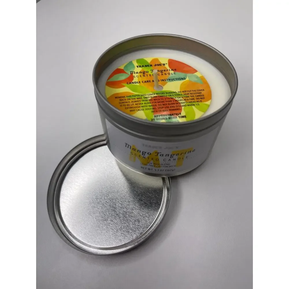 Set of 2! Trader Joe’s Mango Tangerine + Beach Day Scented Candles Soy Wax 5.7oz